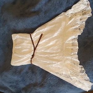 Off White Lace Strapless Dress w/belt NWT sz M 💥
